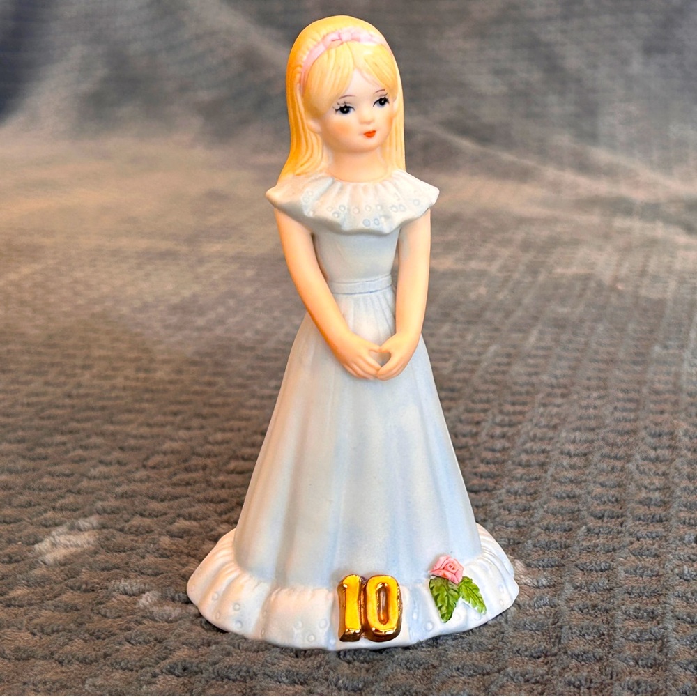 Vintage ENESCO Growing Up Birthday Girls Age 10 Blonde Porcelain Girl Figurine